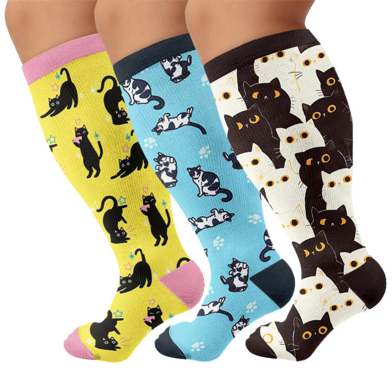 Plus Size Cute Playful Cat Compression Socks - image 1