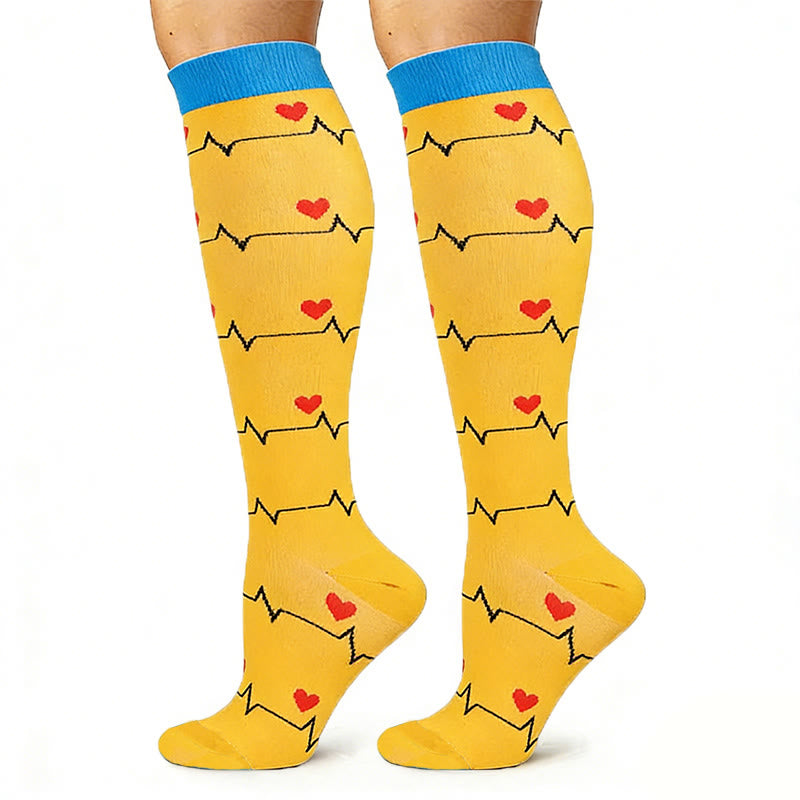 Medical Pattern Print Compression Socks(5 Pairs) - image 3