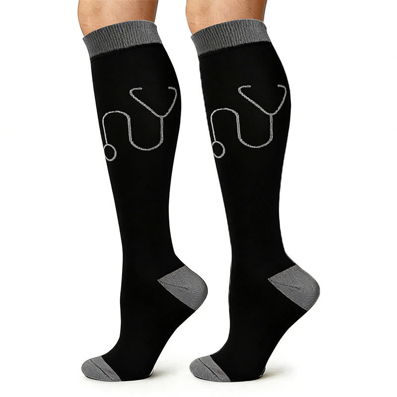 Medical Pattern Print Compression Socks(5 Pairs) - image 5