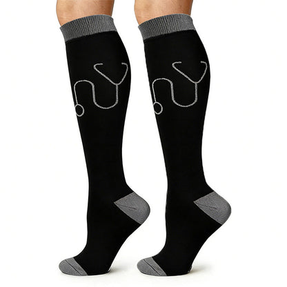 Medical Pattern Print Compression Socks(5 Pairs) - image 5