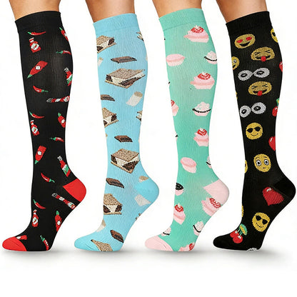 Fun Print Compression Socks(4 Pairs) - image 1