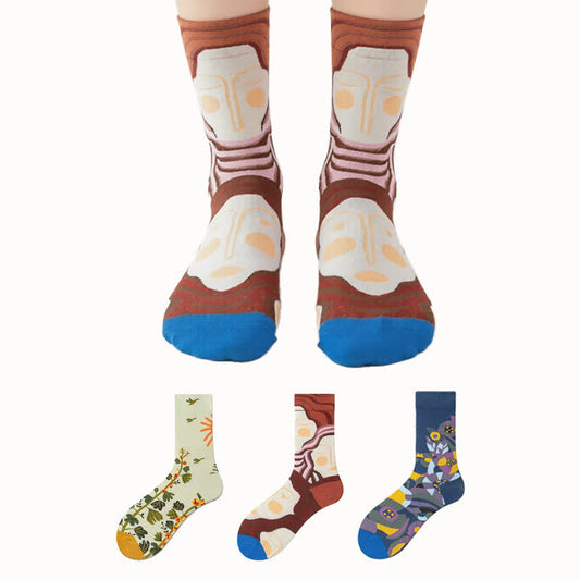 Stylish Printed Quarter Socks(3 Pairs) - Multicolor - EU36-43(US3-10) - image 0