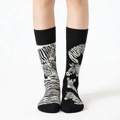Funny Zebra Quarter Socks - Black - EU36-43(US3-10) - image 0