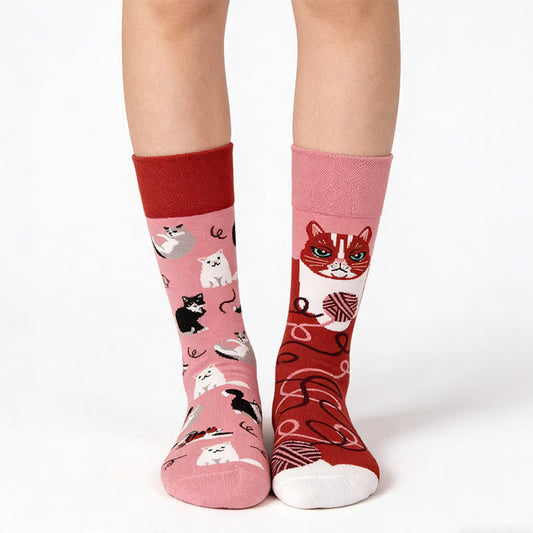 Cute Cat Jacquard Quarter Socks - Pink - EU36-43(US3-10) - image 0