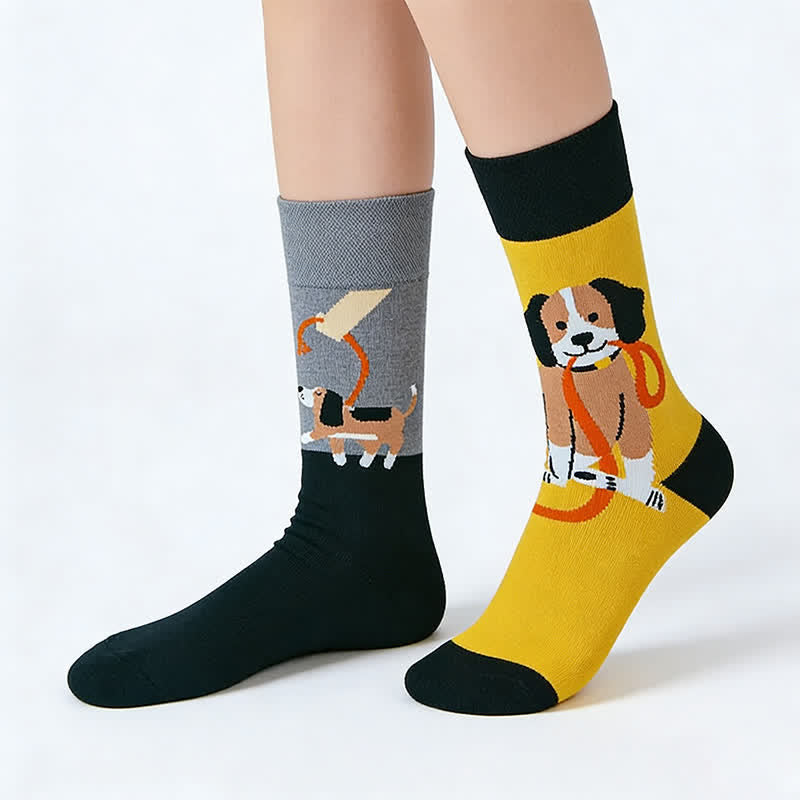 Cute Dog Quarter Socks - Yellow - EU36-43(US3-10) - image 0