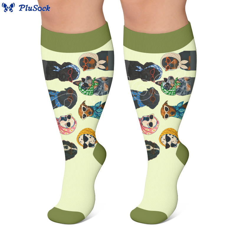 Plus Size Dog Portraits Print Compression Socks - image 4