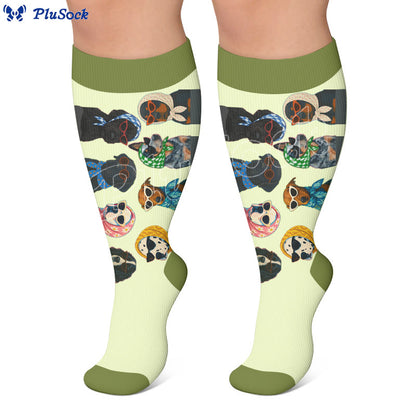 Plus Size Dog Portraits Print Compression Socks - image 4
