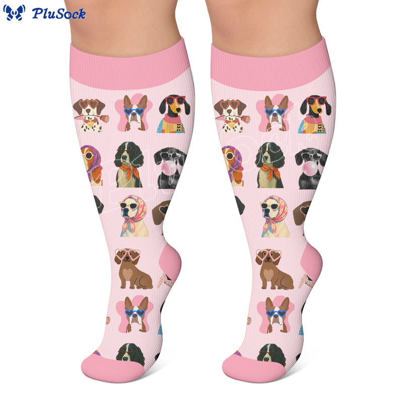 Plus Size Dog Portraits Print Compression Socks - image 3