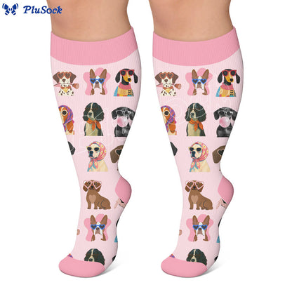 Plus Size Dog Portraits Print Compression Socks - image 3