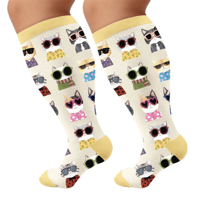 Plus Size Cute Dog Print Compression Socks - Trendy(1 Pair) - 4XL - image 8