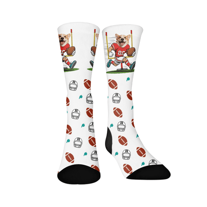 Football Dog Face Quarter Socks - image 1