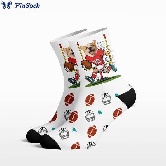 Football Dog Face Quarter Socks - White - EU37-44(US4-10) - image 0