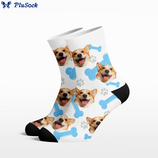 Cute Bone Dog Face Quarter Socks - White - EU37-44(US4-10) - image 0