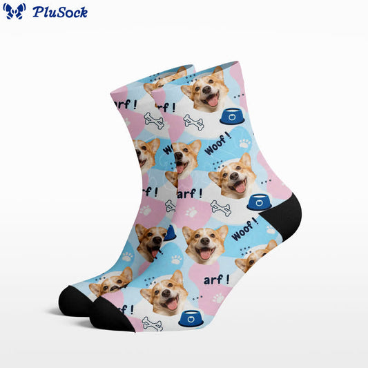 Cute Dog Face Quarter Socks - Blue - EU37-44(US4-10) - image 0