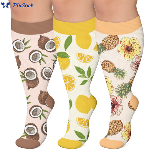 Plus Size Summer Fruit Print Compression Socks - image 0