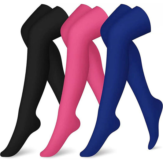Rose Navy Blue Black Thigh High Compression Socks(3 Pairs) - Multicolor - S/M - image 0