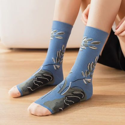 Vintage Floral Ribbed Quarter Socks(4 Pairs) - image 4