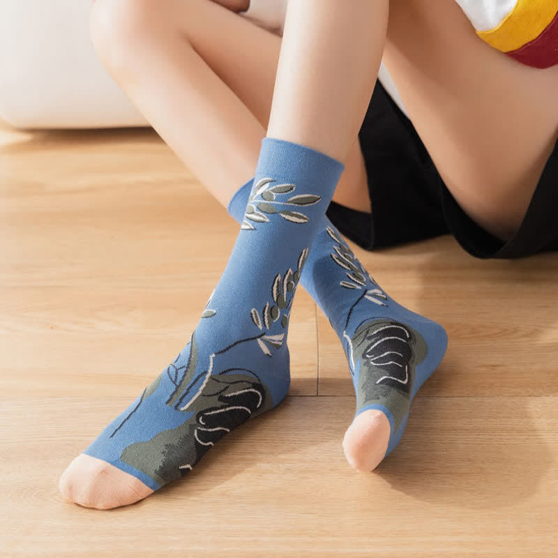 Vintage Floral Ribbed Quarter Socks(4 Pairs) - image 1