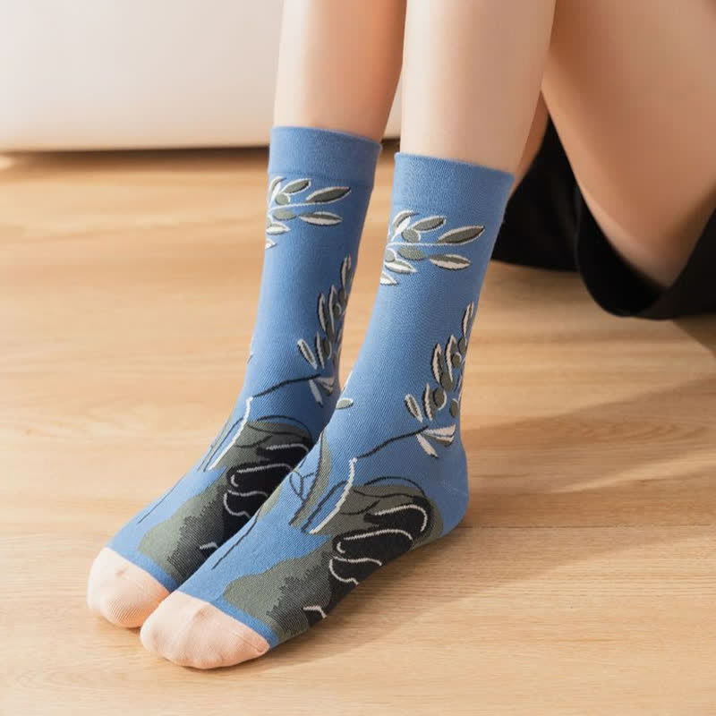 Vintage Floral Ribbed Quarter Socks(4 Pairs) - image 6
