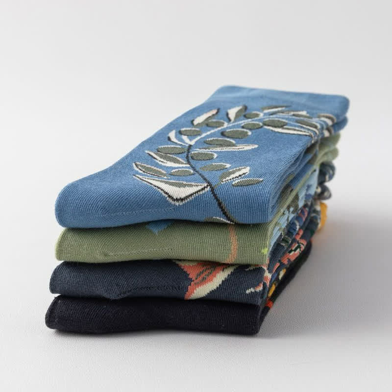 Vintage Floral Ribbed Quarter Socks(4 Pairs) - image 7