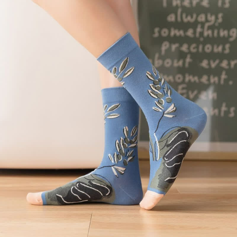Vintage Floral Ribbed Quarter Socks(4 Pairs) - image 5