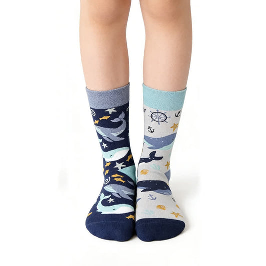 Ocean Whale Quarter Socks - Blue - EU36-43(US3-9) - image 0