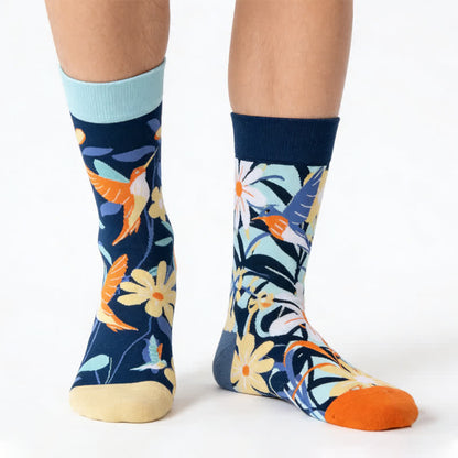 Floral Hummingbird Quarter Socks - image 0
