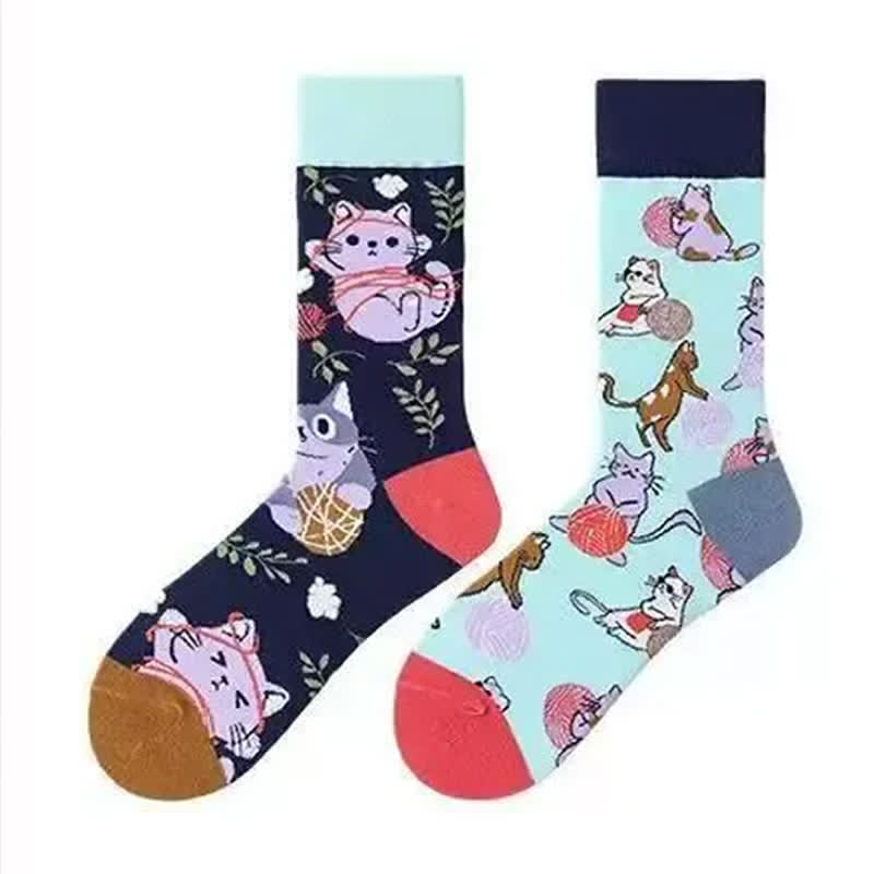 Cartoon Cat Quarter Socks - image 1