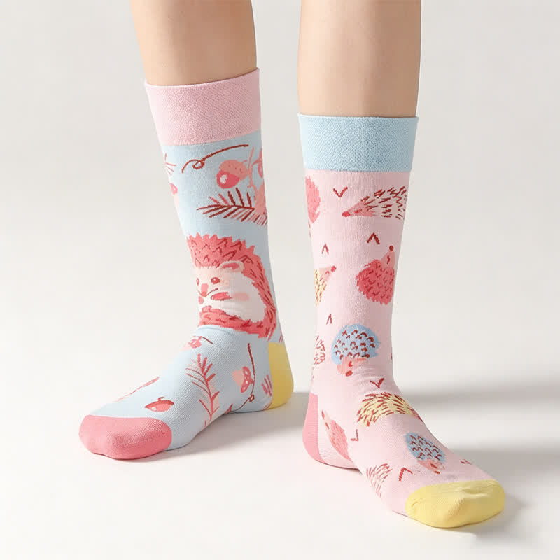 Cute Hedgehog Quarter Socks - Pink - EU36-43(US3-9) - image 0