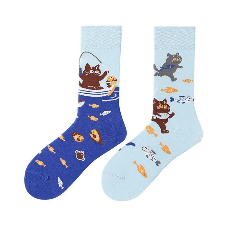 Cute Cat Fish Quarter Socks - image 1
