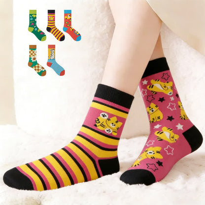 Colorful Cartoon Striped Quarter Socks(5 Pairs) - Multicolor - EU38-43(US5-9) - image 0