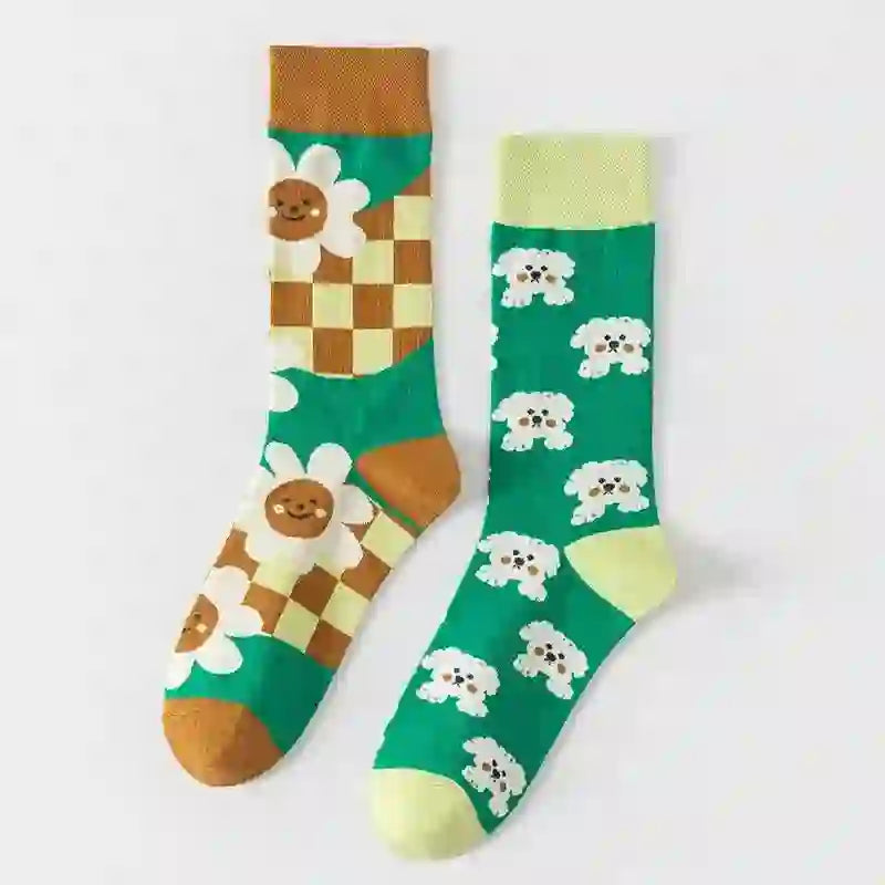 Colorful Cartoon Striped Quarter Socks(5 Pairs) - image 2