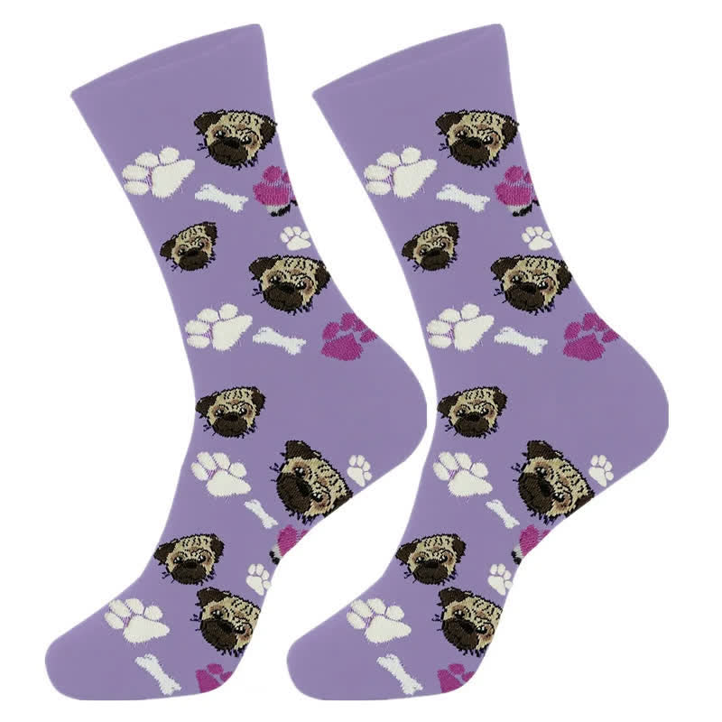 Cute Dog Print Quarter Socks(4 Pairs) - image 2