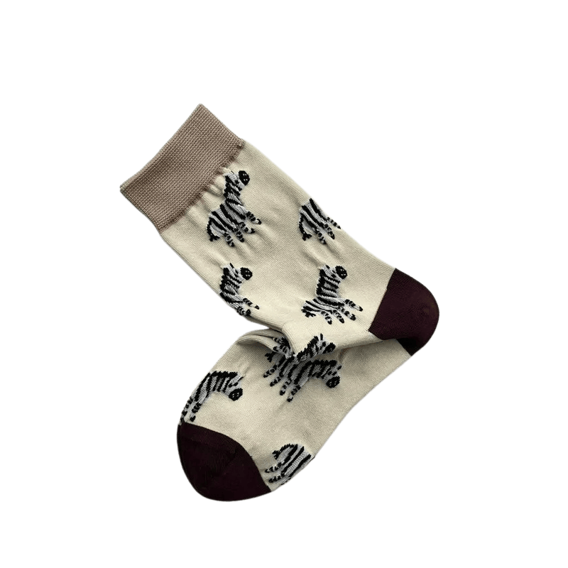 Lattice Zebra Flower Quarter Socks(3 Pairs) - image 2