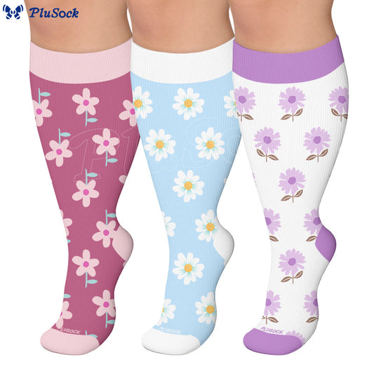 Plus Size Fresh Floral Compression Socks - image 0
