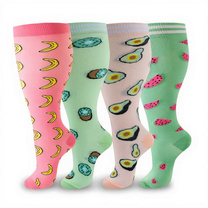 Plus Size Fruity Fun Compression Socks(4 Pairs) - image 2