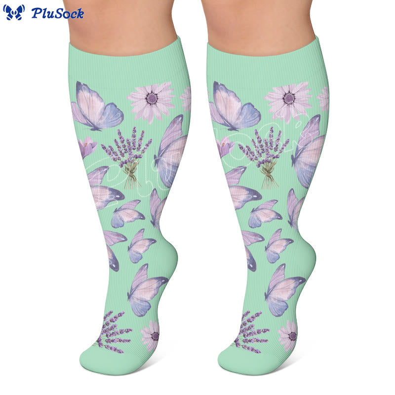Plus Size Butterflies Dancing Compression Socks - image 2