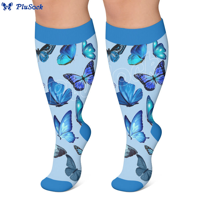 Plus Size Butterflies Dancing Compression Socks - image 4