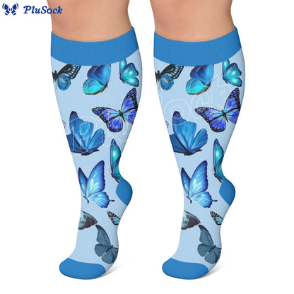 Plus Size Butterflies Dancing Compression Socks - image 4