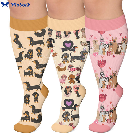 Plus Size Cute Dachshund Print Compression Socks - image 0