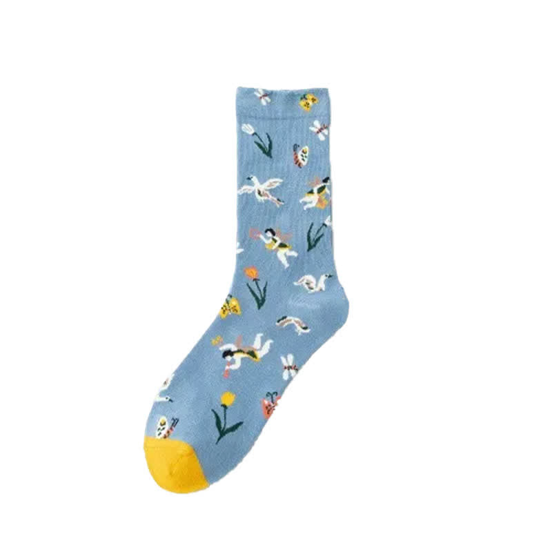 Hand Drawn Pattern Quarter Socks(4 Pairs) - image 8