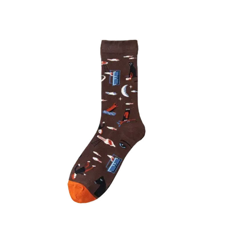 Hand Drawn Pattern Quarter Socks(4 Pairs) - image 6