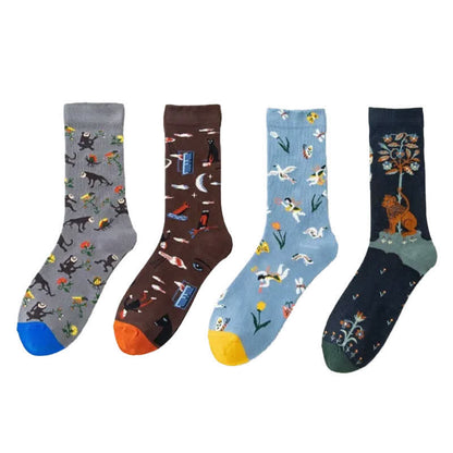 Hand Drawn Pattern Quarter Socks(4 Pairs) - image 5