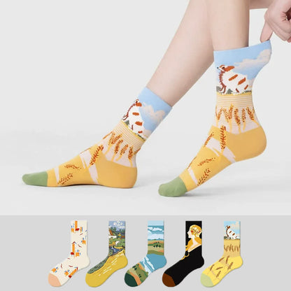 Colorful Wheat Field Quarter Socks(5 Pairs) - Multicolor - EU35-42(US2-8.5) - image 0