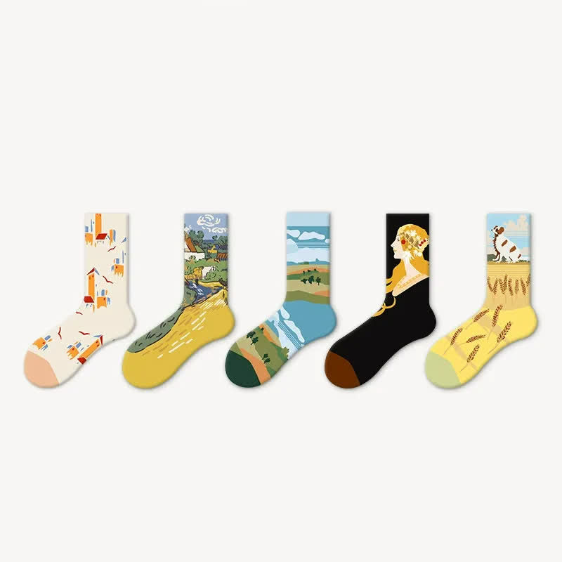 Colorful Wheat Field Quarter Socks(5 Pairs) - image 1