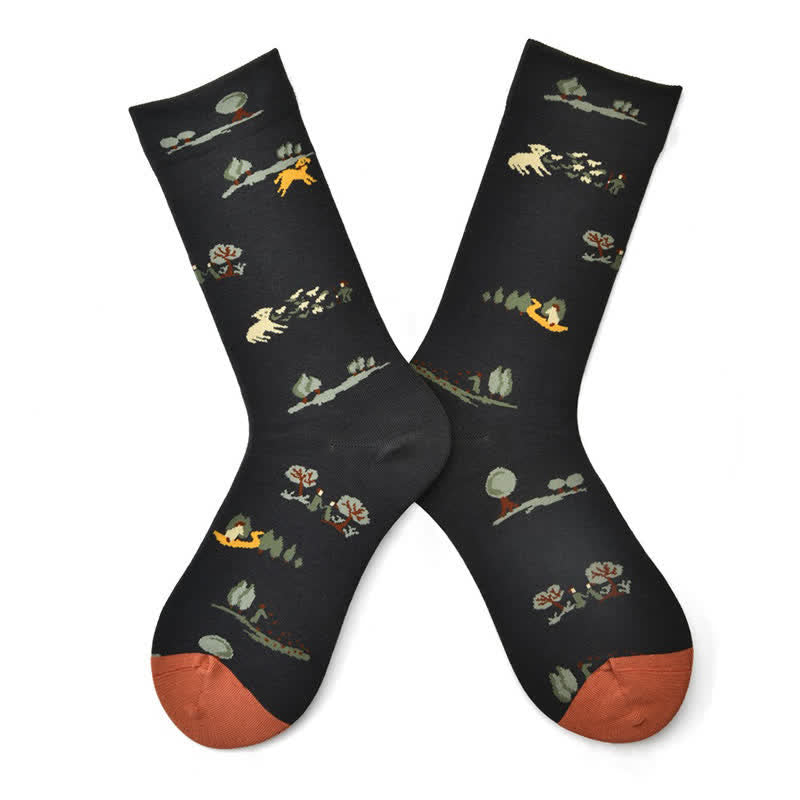 Vintage Countryside Quarter Socks(3 Pairs) - Red - EU35-42(US2-8.5) - image 1