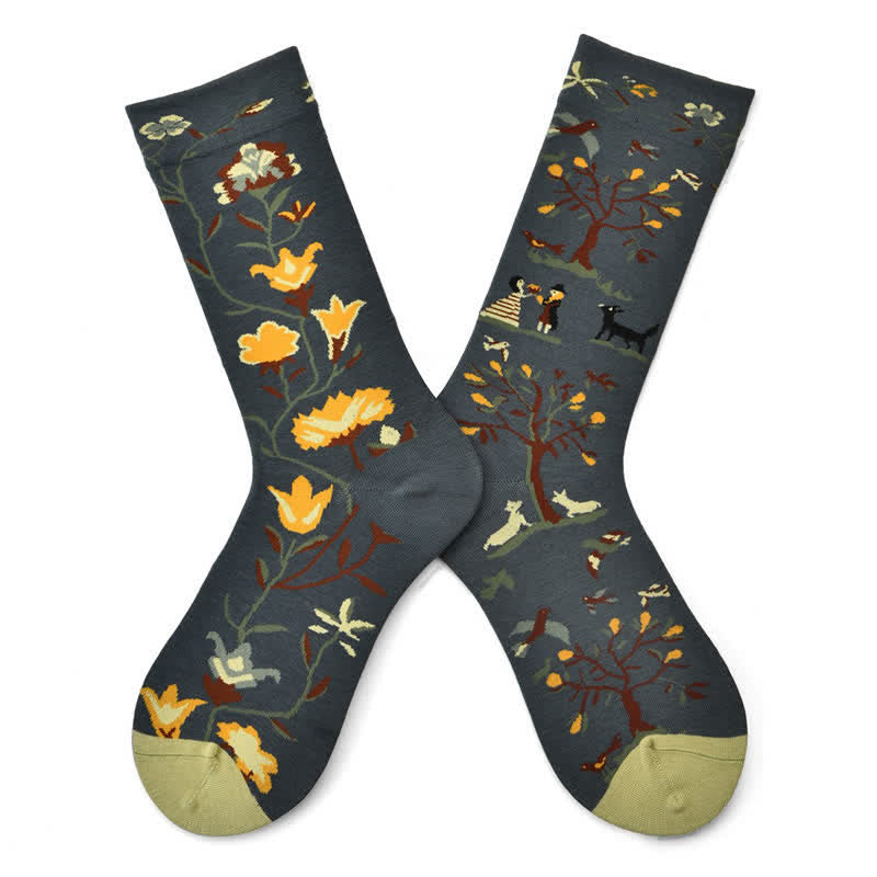 Vintage Countryside Quarter Socks(3 Pairs) - Green - EU35-42(US2-8.5) - image 3
