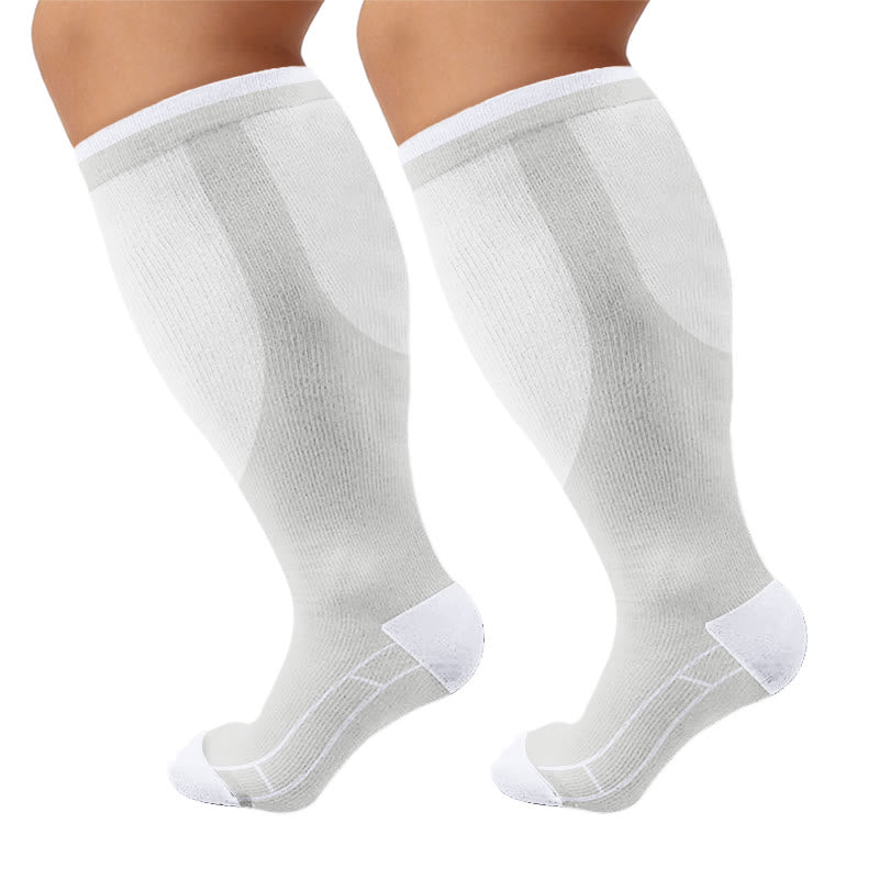 Plus Size Classic Solid Compression Socks(4 Pairs) - Grey - 4XL - image 10