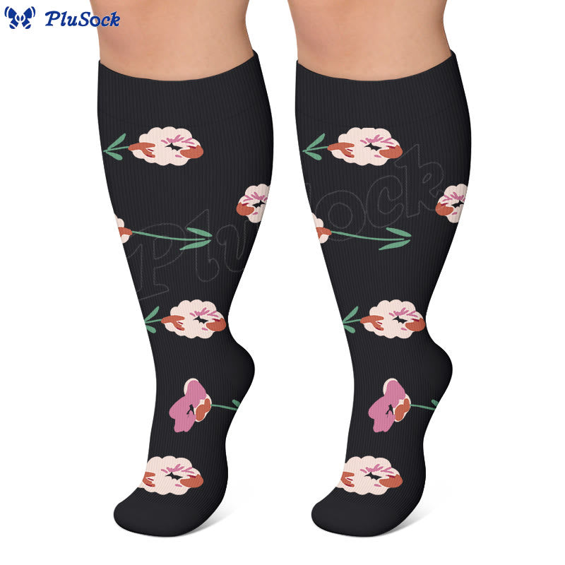 Plus Size Elegant Floral Compression Socks - image 3