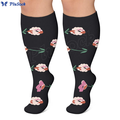 Plus Size Elegant Floral Compression Socks - image 3